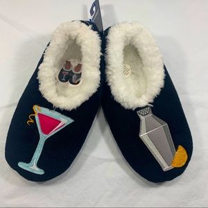 Snoozies slippers with martini shaker large new